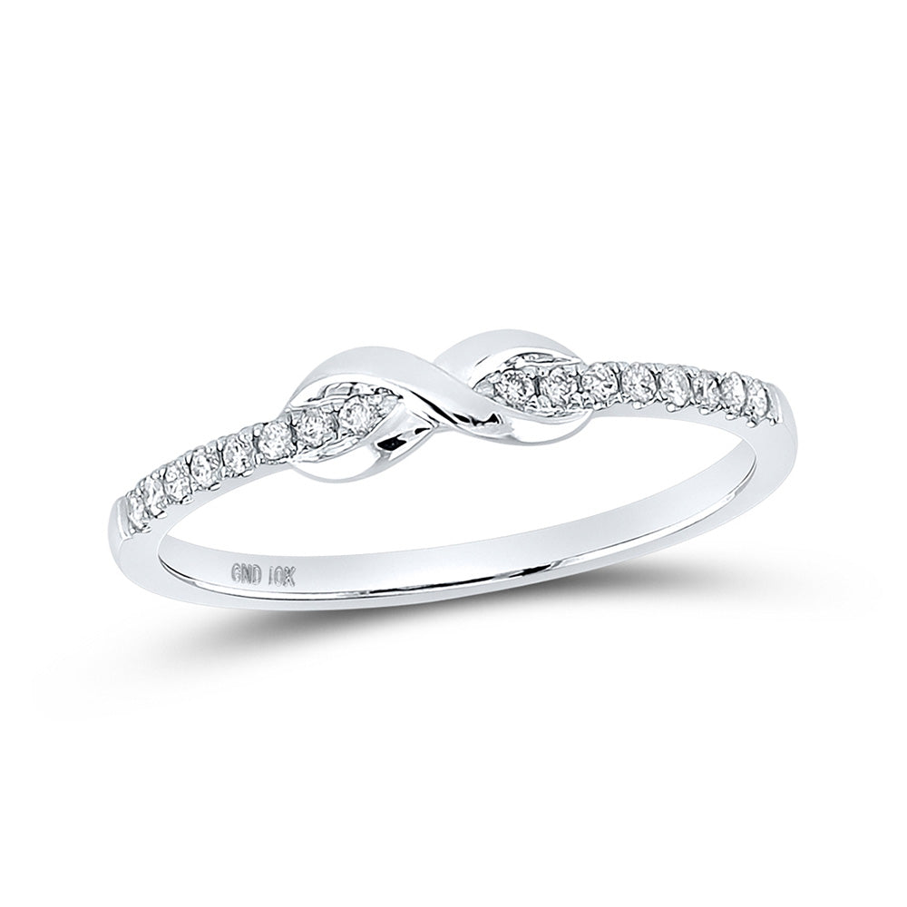 10kt White Gold Womens Round Diamond Infinity Knot Stackable Ring 1/10 Cttw