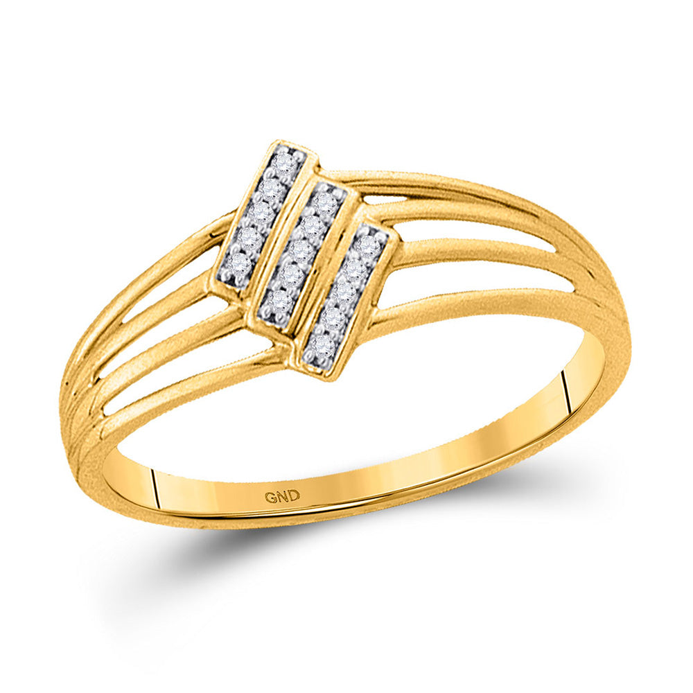 10kt Yellow Gold Womens Round Diamond Stripe Band Ring 1/20 Cttw