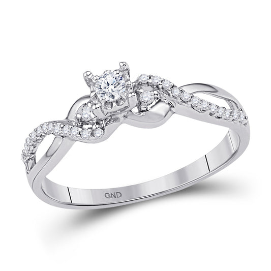 10kt White Gold Womens Round Diamond Solitaire Crossover Promise Ring 1/4 Cttw