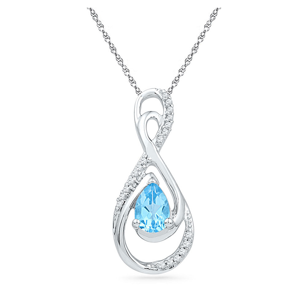 10kt White Gold Womens Oval Synthetic Blue Topaz Solitaire Pendant 3/4 Cttw