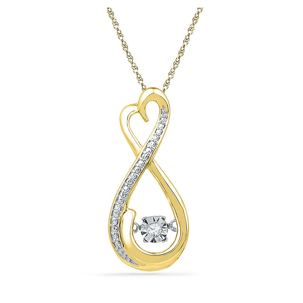 10kt Yellow Gold Womens Round Diamond Infinity Moving Twinkle Pendant .03 Cttw