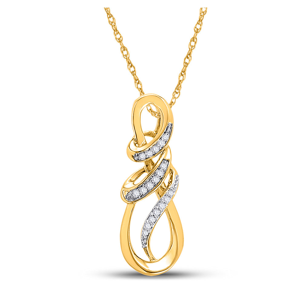 10kt Yellow Gold Womens Round Diamond Infinity Anniversary Love Pendant 1/10 Cttw