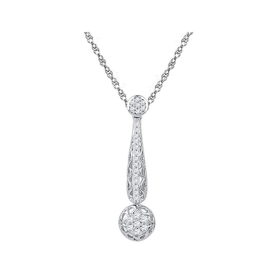 10kt White Gold Womens Round Diamond Drop Cluster Pendant 1/3 Cttw