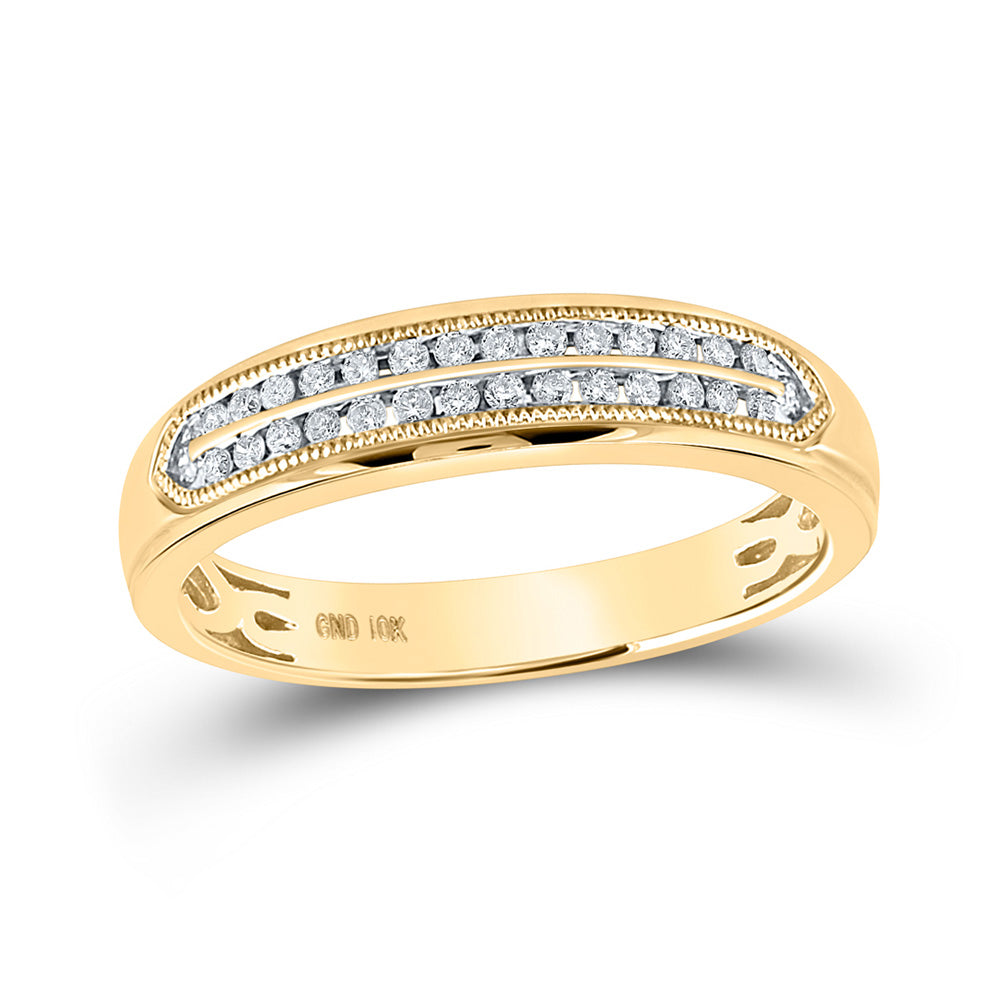 10kt Yellow Gold Mens Round Diamond Double Row Band Ring 1/4 Cttw