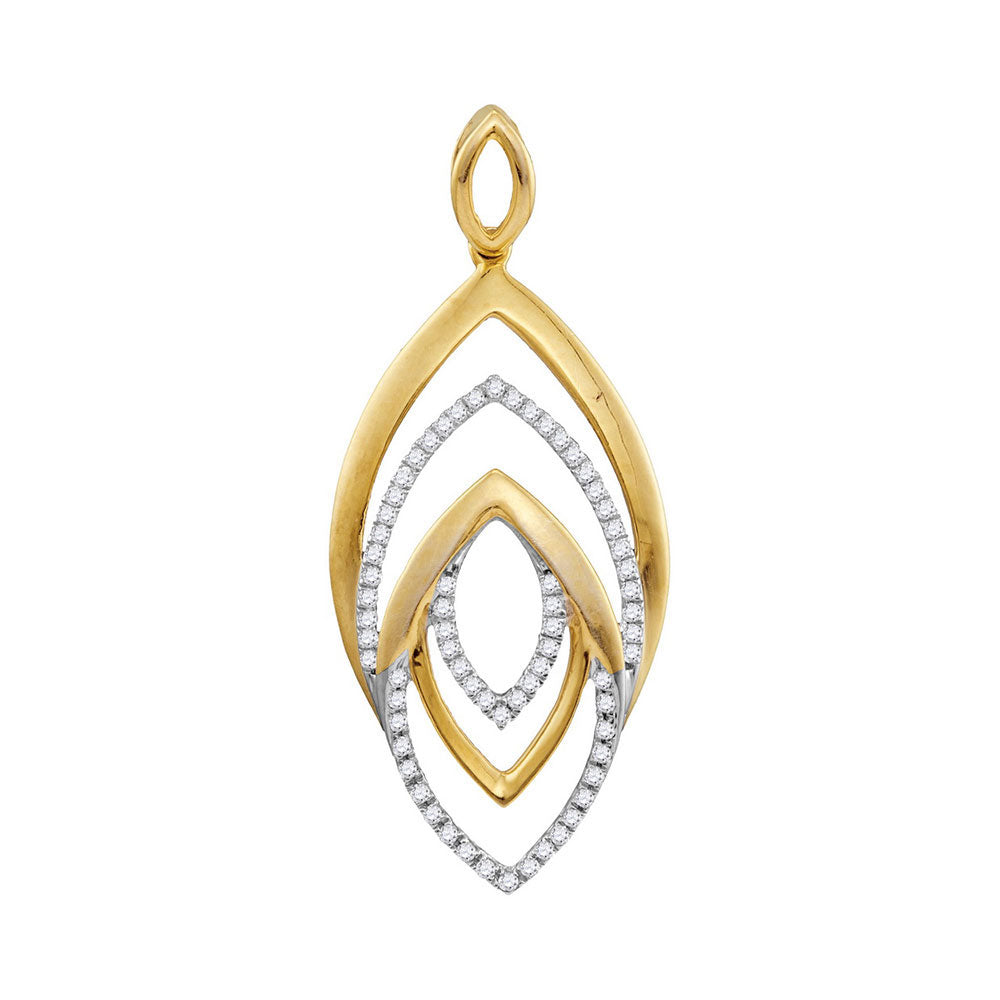 10kt Yellow Gold Womens Round Diamond Geometric Oval Pendant 1/5 Cttw