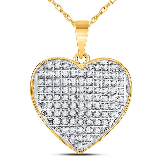 10kt Yellow Gold Womens Round Diamond Heart Pendant 1/4 Cttw