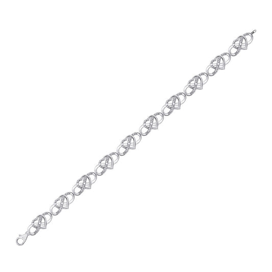 10kt White Gold Womens Round Diamond Infinity Heart Bracelet 1/6 Cttw