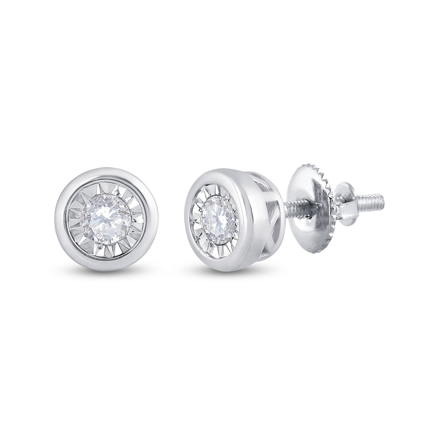 10kt White Gold Womens Round Diamond Solitaire Stud Earrings 1/4 Cttw