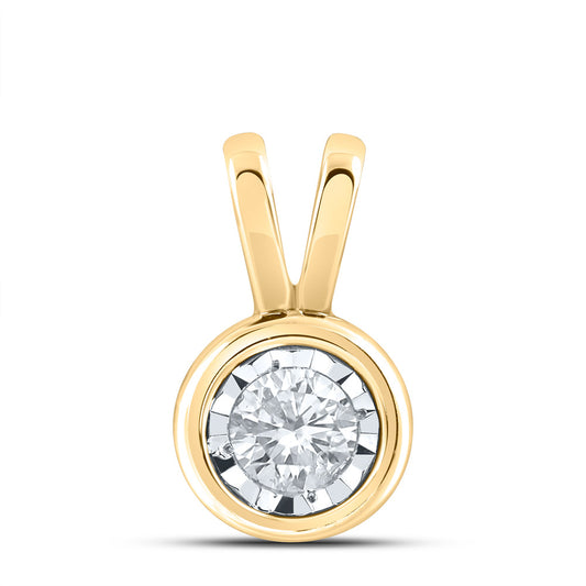 10kt Yellow Gold Womens Round Diamond Solitaire Pendant 1/4 Cttw