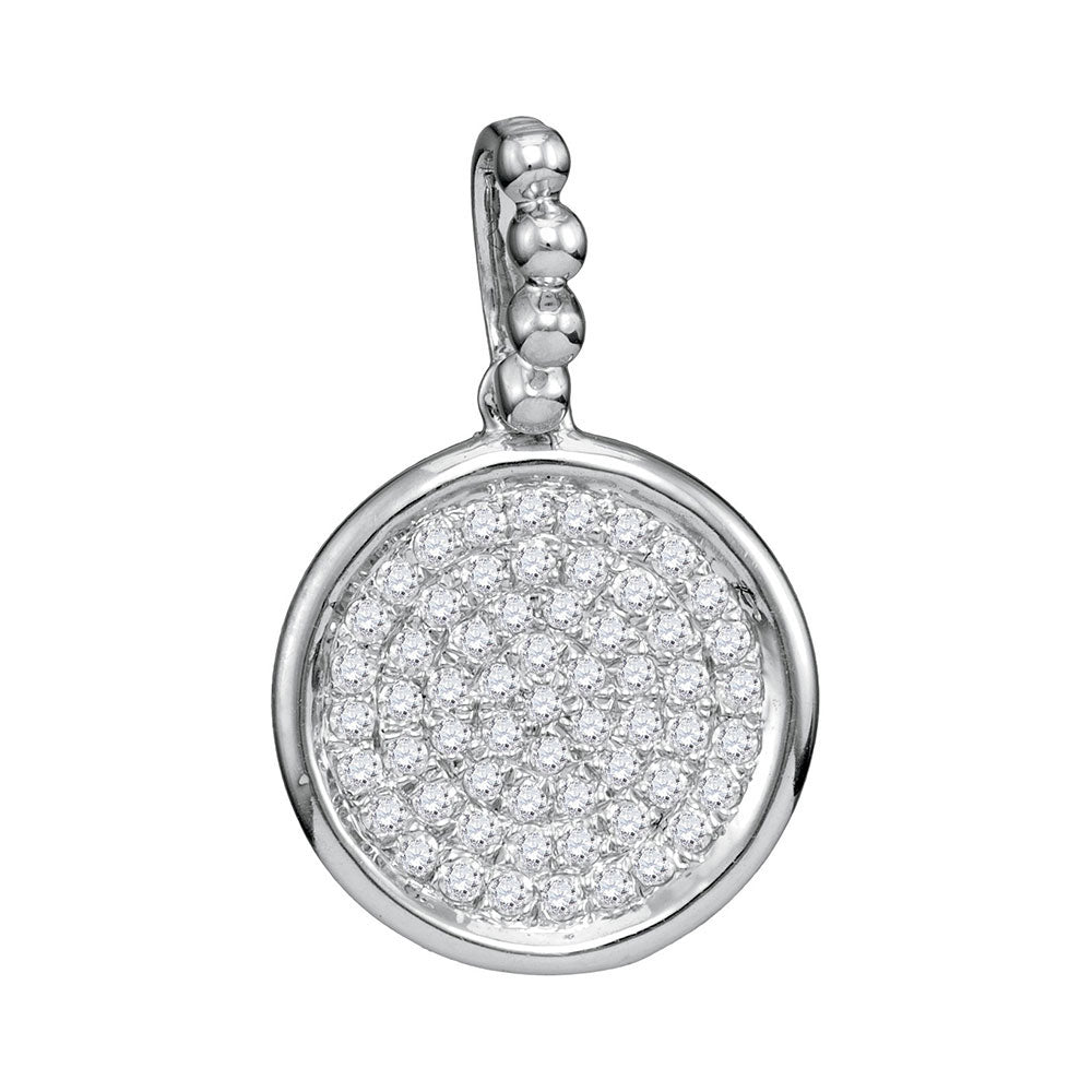 10kt White Gold Womens Round Diamond Cluster Circle Pendant 1/6 Cttw