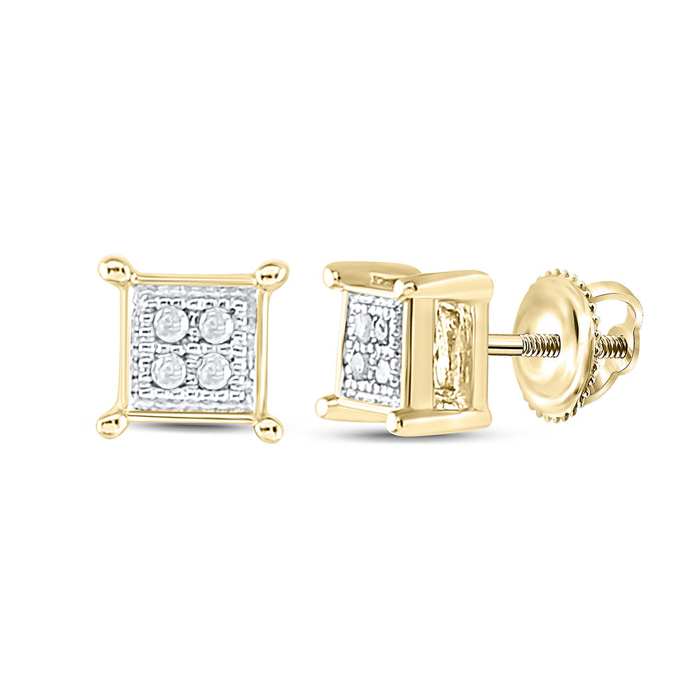 10kt Yellow Gold Round Diamond Square Earrings .03 Cttw