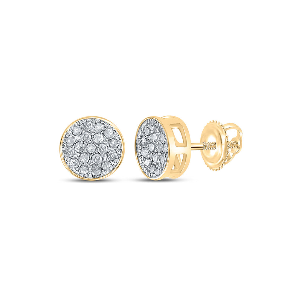 10kt Yellow Gold Round Diamond Cluster Earrings 1/6 Cttw