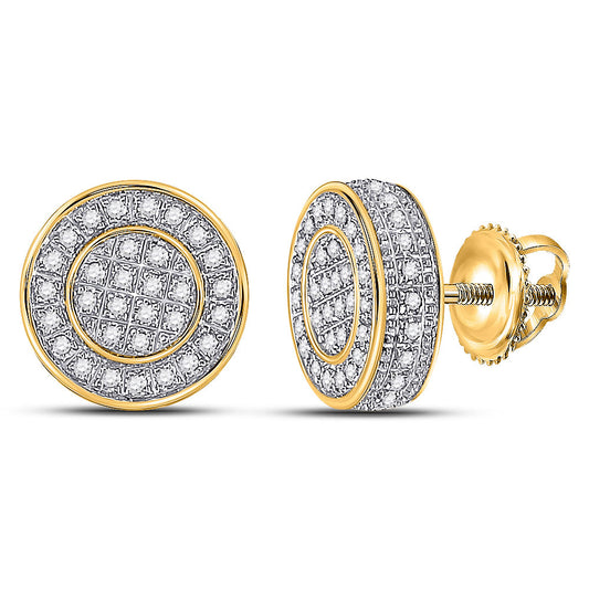 10kt Yellow Gold Round Diamond Disk Circle Earrings 1/3 Cttw