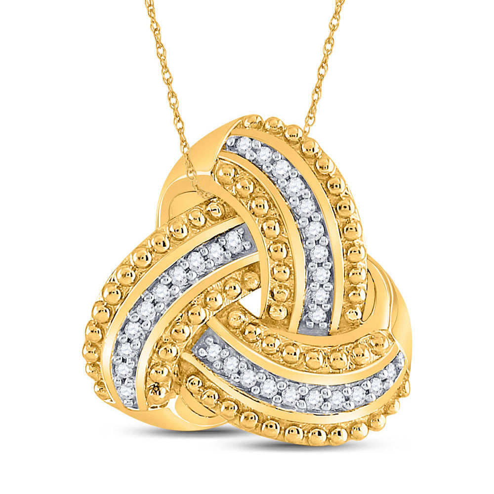 10kt Yellow Gold Womens Round Diamond Celtic Knot Fashion Pendant 1/10 Cttw