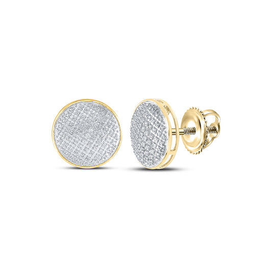 10kt Yellow Gold Round Diamond Circle Earrings 1/4 Cttw