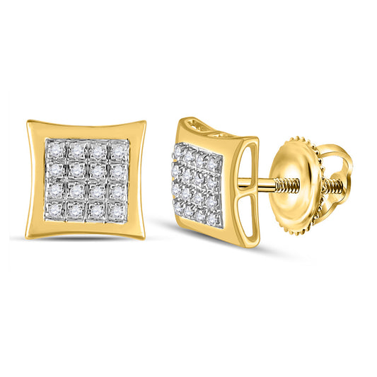 10kt Yellow Gold Round Diamond Kite Square Earrings 1/12 Cttw