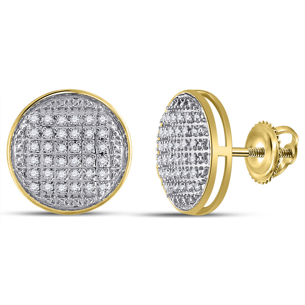 10kt Yellow Gold Round Diamond Circle Earrings 1/5 Cttw