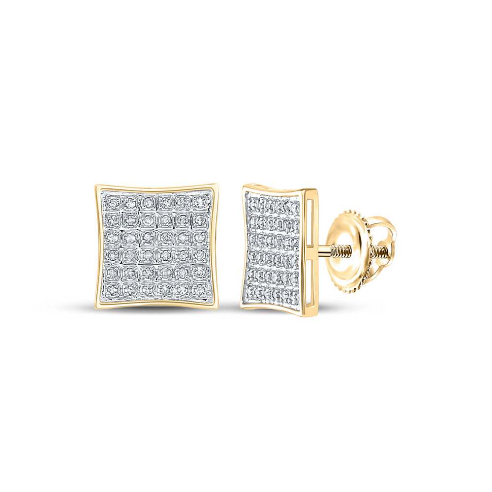 10kt Yellow Gold Round Diamond Square Earrings 1/5 Cttw