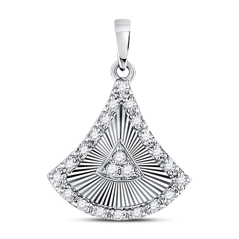 10kt White Gold Womens Round Diamond Fashion Pendant 1/6 Cttw