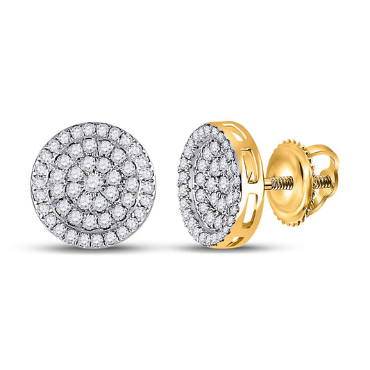 10kt Yellow Gold Round Diamond Circle Earrings 1/2 Cttw