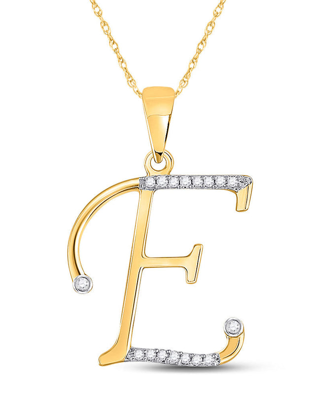 10kt Yellow Gold Womens Round Diamond E Initial Letter Pendant 1/12 Cttw