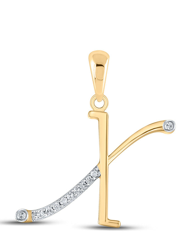 10kt Yellow Gold Womens Round Diamond X Initial Letter Pendant 1/20 Cttw
