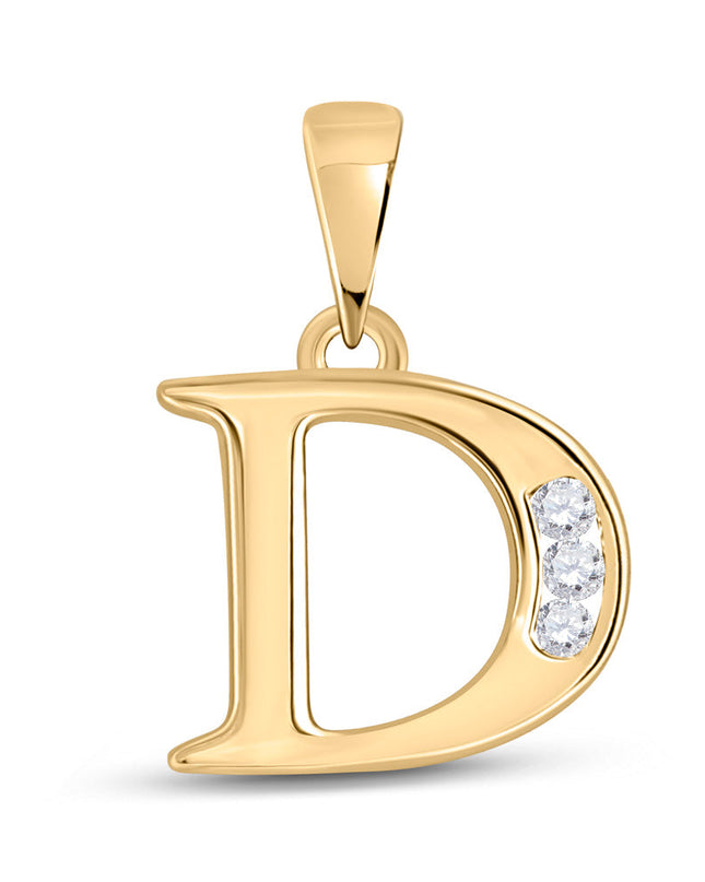 10kt Yellow Gold Womens Round Diamond D Initial Letter Pendant 1/20 Cttw