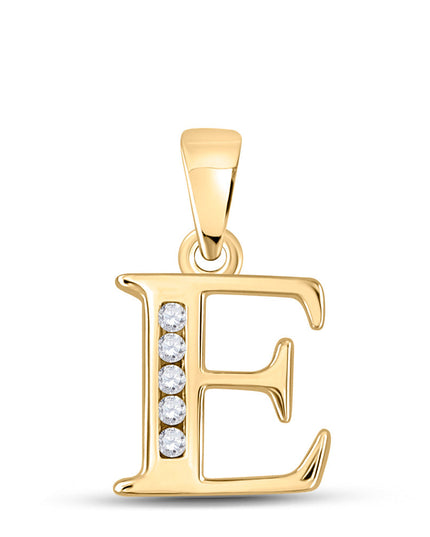 10kt Yellow Gold Womens Round Diamond E Initial Letter Pendant 1/20 Cttw