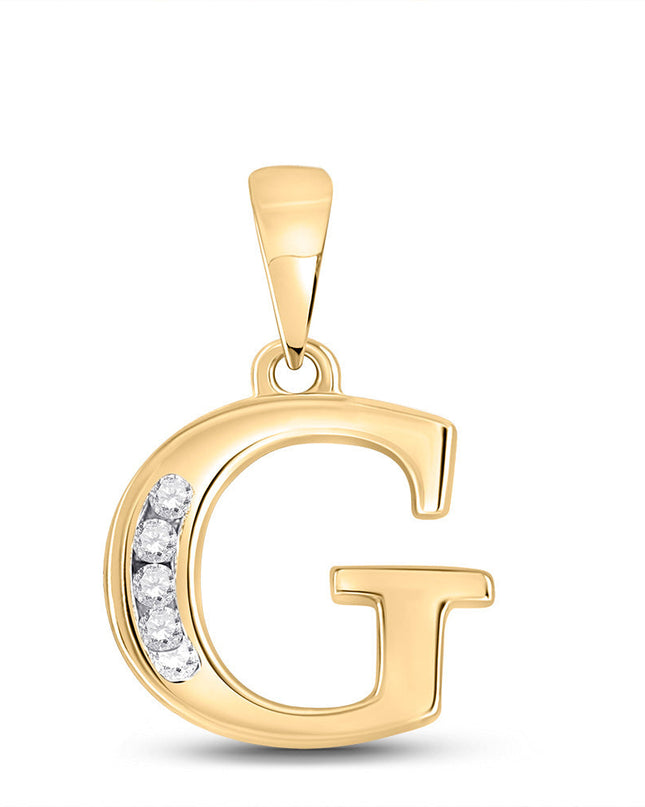 10kt Yellow Gold Womens Round Diamond G Initial Letter Pendant 1/20 Cttw