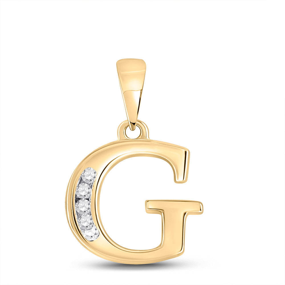 10kt Yellow Gold Womens Round Diamond G Initial Letter Pendant 1/20 Cttw