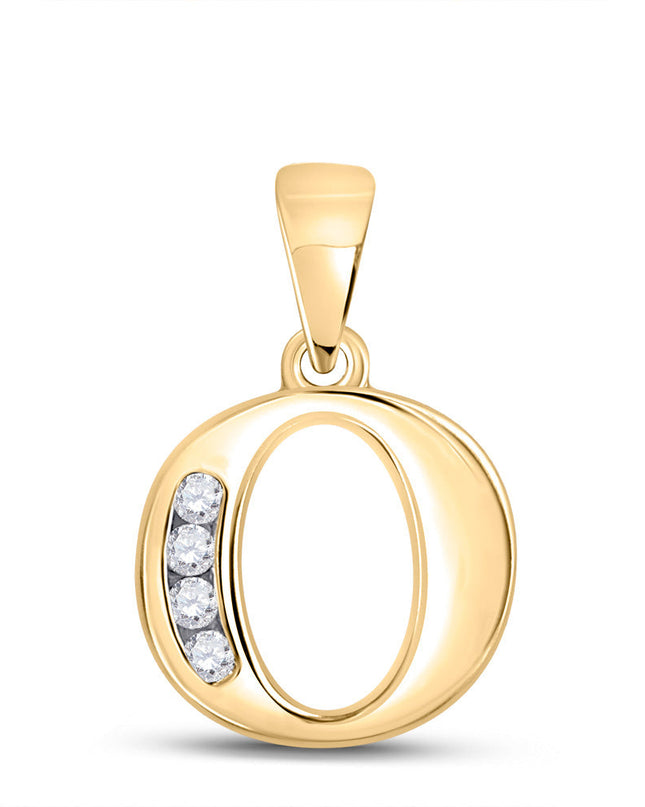 10kt Yellow Gold Womens Round Diamond O Initial Letter Pendant 1/20 Cttw