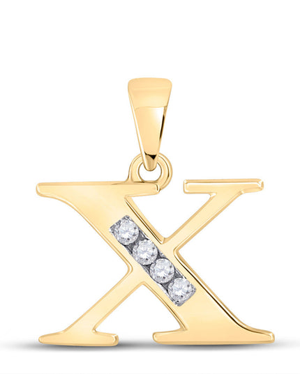 10kt Yellow Gold Womens Round Diamond X Initial Letter Pendant 1/20 Cttw