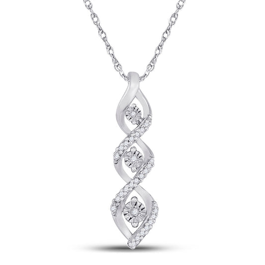 10kt White Gold Womens Round Diamond Twist Fashion Pendant 1/10 Cttw