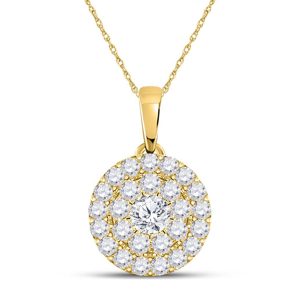 10kt Yellow Gold Womens Round Diamond Cluster Pendant 1/4 Cttw