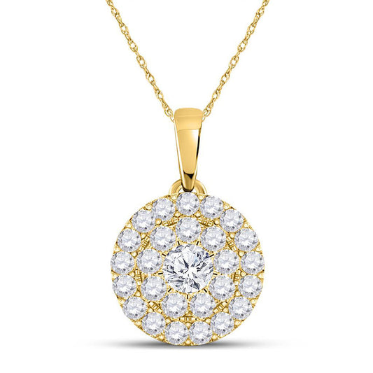 10kt Yellow Gold Womens Round Diamond Cluster Pendant 1/4 Cttw