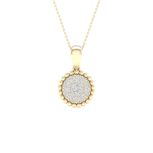 10kt Yellow Gold Womens Round Diamond Cluster Pendant 1/6 Cttw