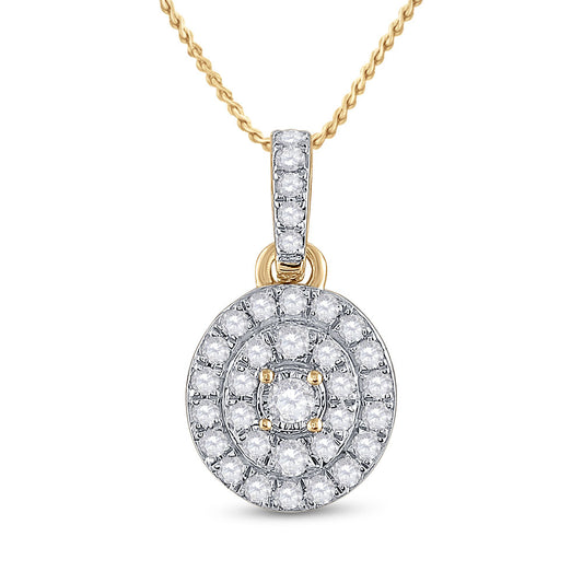 10kt Yellow Gold Womens Round Diamond Oval Pendant 1/3 Cttw