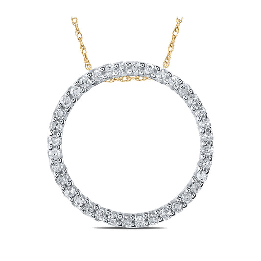 10kt Yellow Gold Womens Round Diamond Circle Pendant 1/6 Cttw