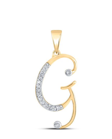 10kt Yellow Gold Womens Round Diamond Initial G Letter Pendant 1/12 Cttw