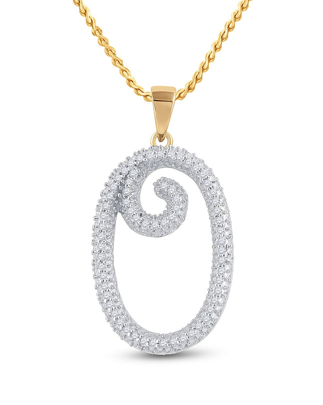 10kt Yellow Gold Womens Round Diamond Initial O Letter Pendant 1/5 Cttw