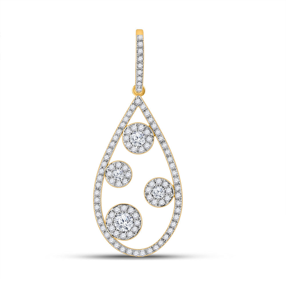 10kt Yellow Gold Womens Round Diamond Teardrop Pendant 1/2 Cttw