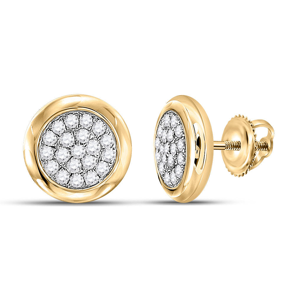 10kt Yellow Gold Womens Round Diamond Cluster Earrings 1/4 Cttw