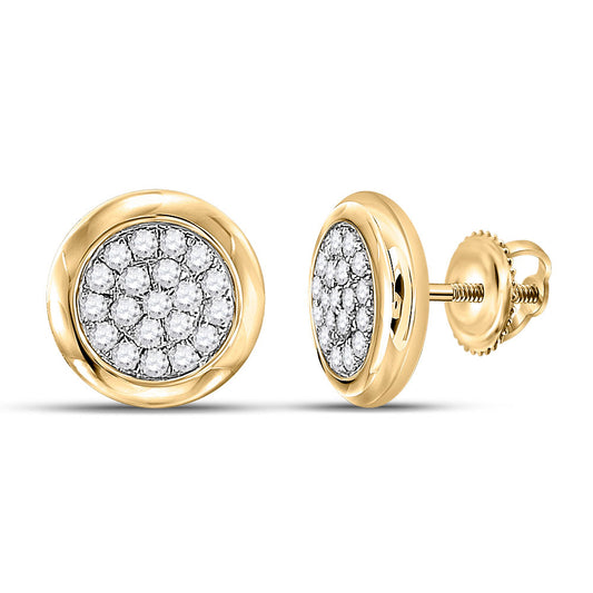 10kt Yellow Gold Womens Round Diamond Cluster Earrings 1/4 Cttw