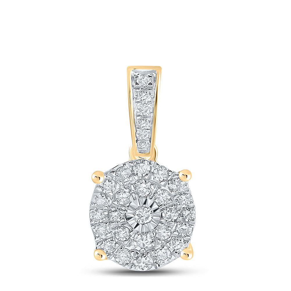 10kt Yellow Gold Womens Round Diamond Cluster Pendant 1/3 Cttw