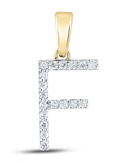 10kt Yellow Gold Womens Round Diamond F Initial Letter Pendant 1/8 Cttw