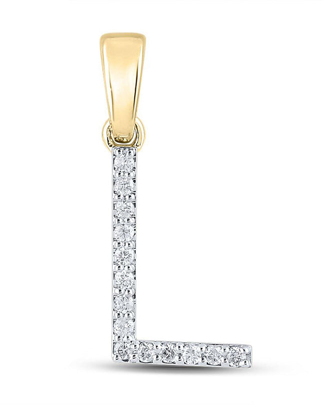 10kt Yellow Gold Womens Round Diamond L Initial Letter Pendant 1/8 Cttw