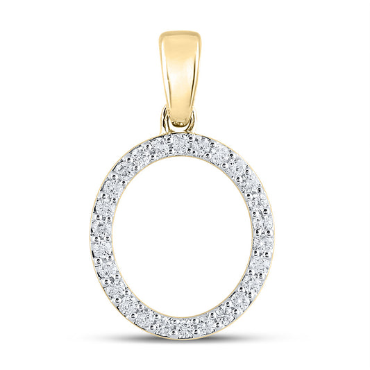 10kt Yellow Gold Womens Round Diamond O Initial Letter Pendant 1/5 Cttw