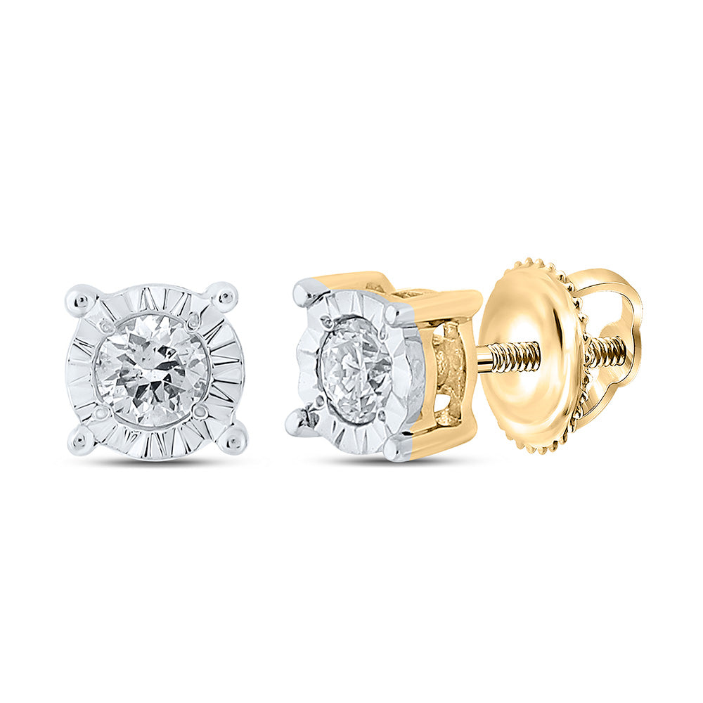 10kt Yellow Gold Round Diamond Stud Earrings 1/8 Cttw