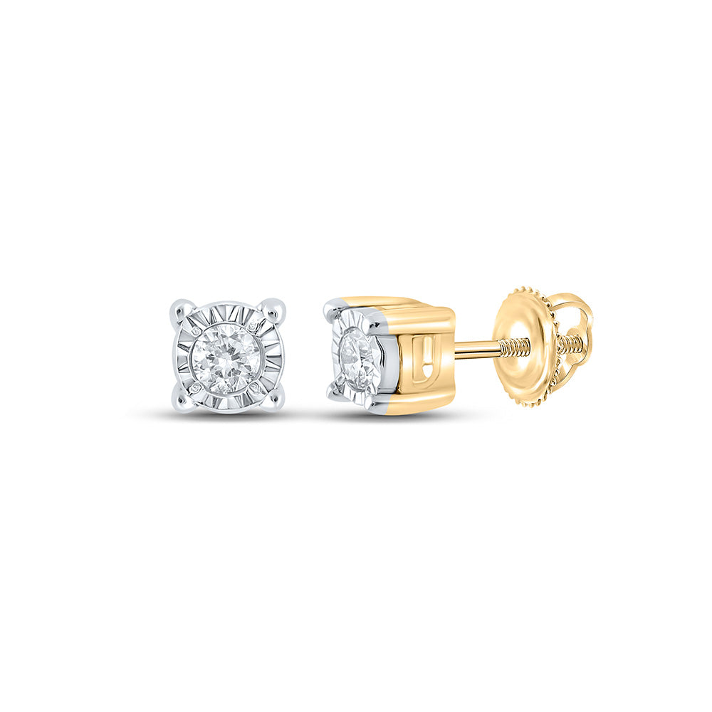 10kt Yellow Gold Round Diamond Stud Earrings 1/20 Cttw