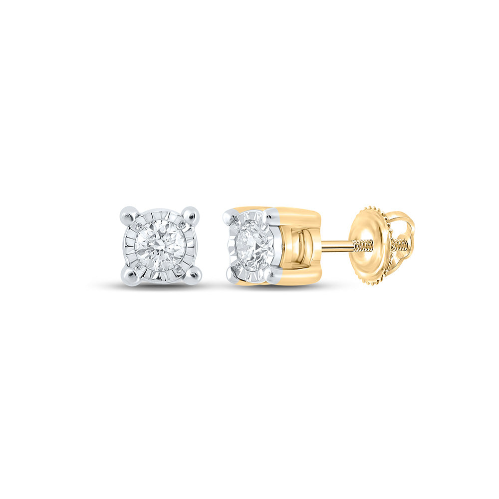 10kt Yellow Gold Round Diamond Stud Earrings 1/6 Cttw